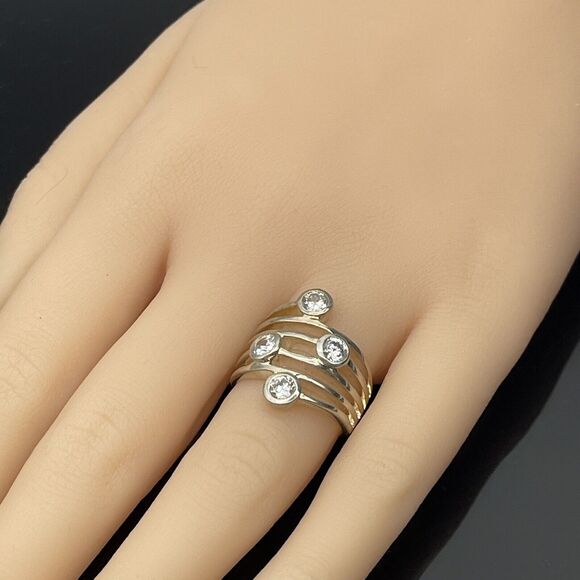 Premier Designs Inc. Cubic Zirconia Ridgeway Ring Silver Tone Wide Size 7 - Picture 5 of 5